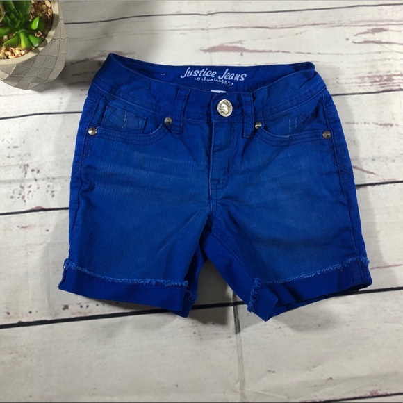 Justice girl size 8 blue Bermuda shorts - Picture 1 of 3